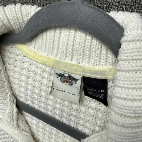 Harley Davidson Women’s L Embroidered Cream Knit Sweater - Picture 3 of 9